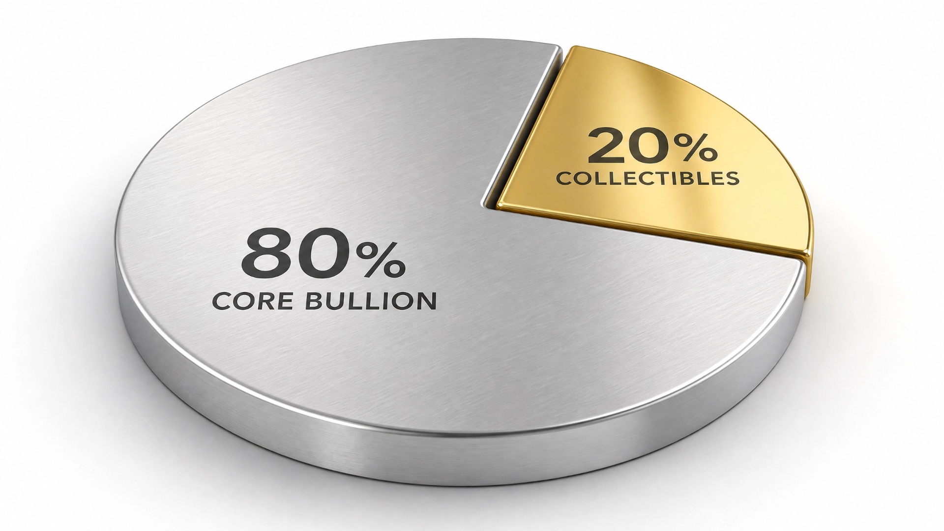 Pie chart displaying the percentage distribution of core bullion in various categories.