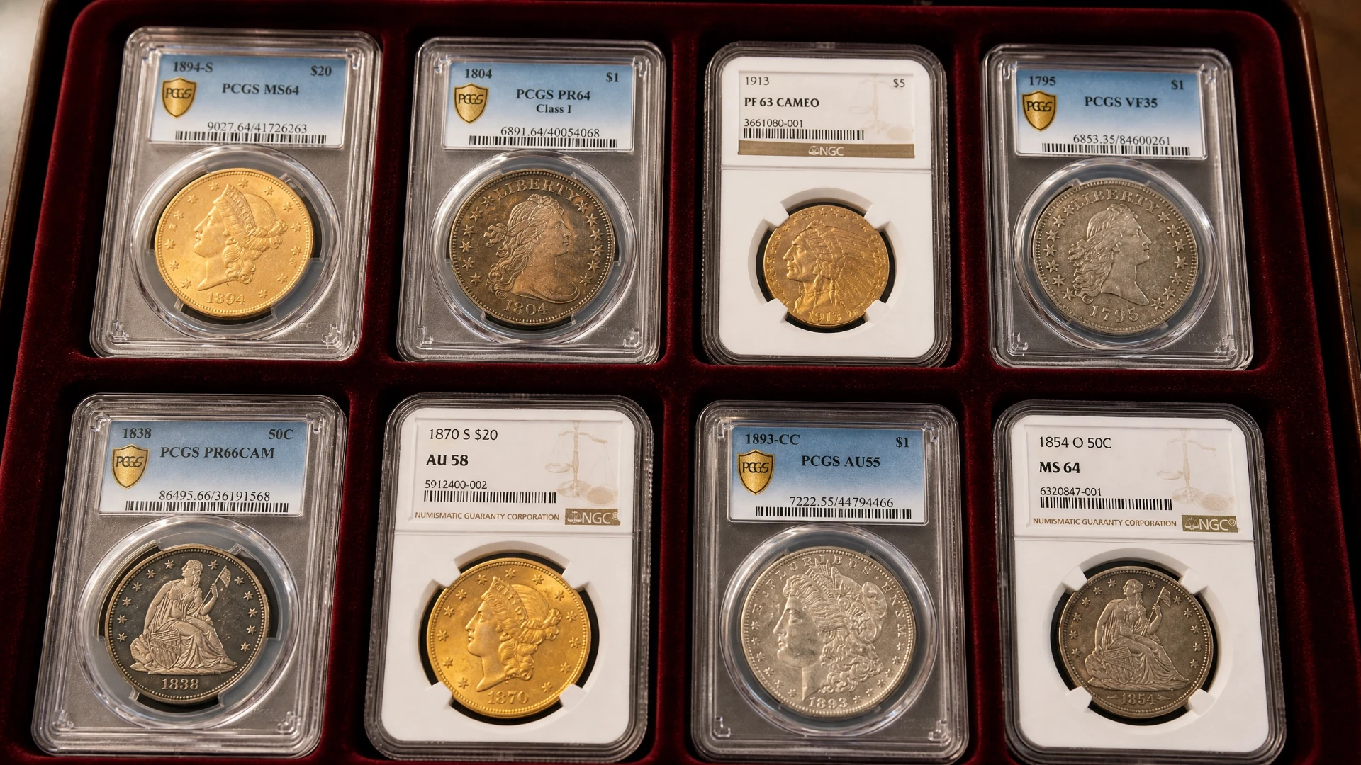 Rare Graded Numismatic Coins in PCGS and NGC Slabs