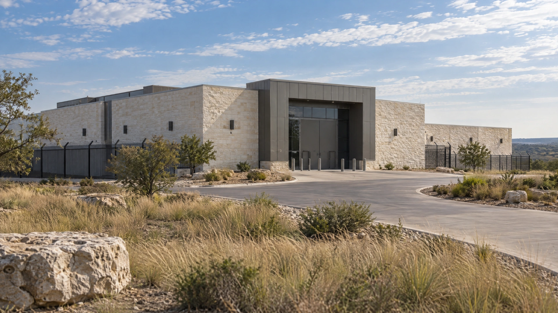 Exterior view of a secure bullion depository in Texas.