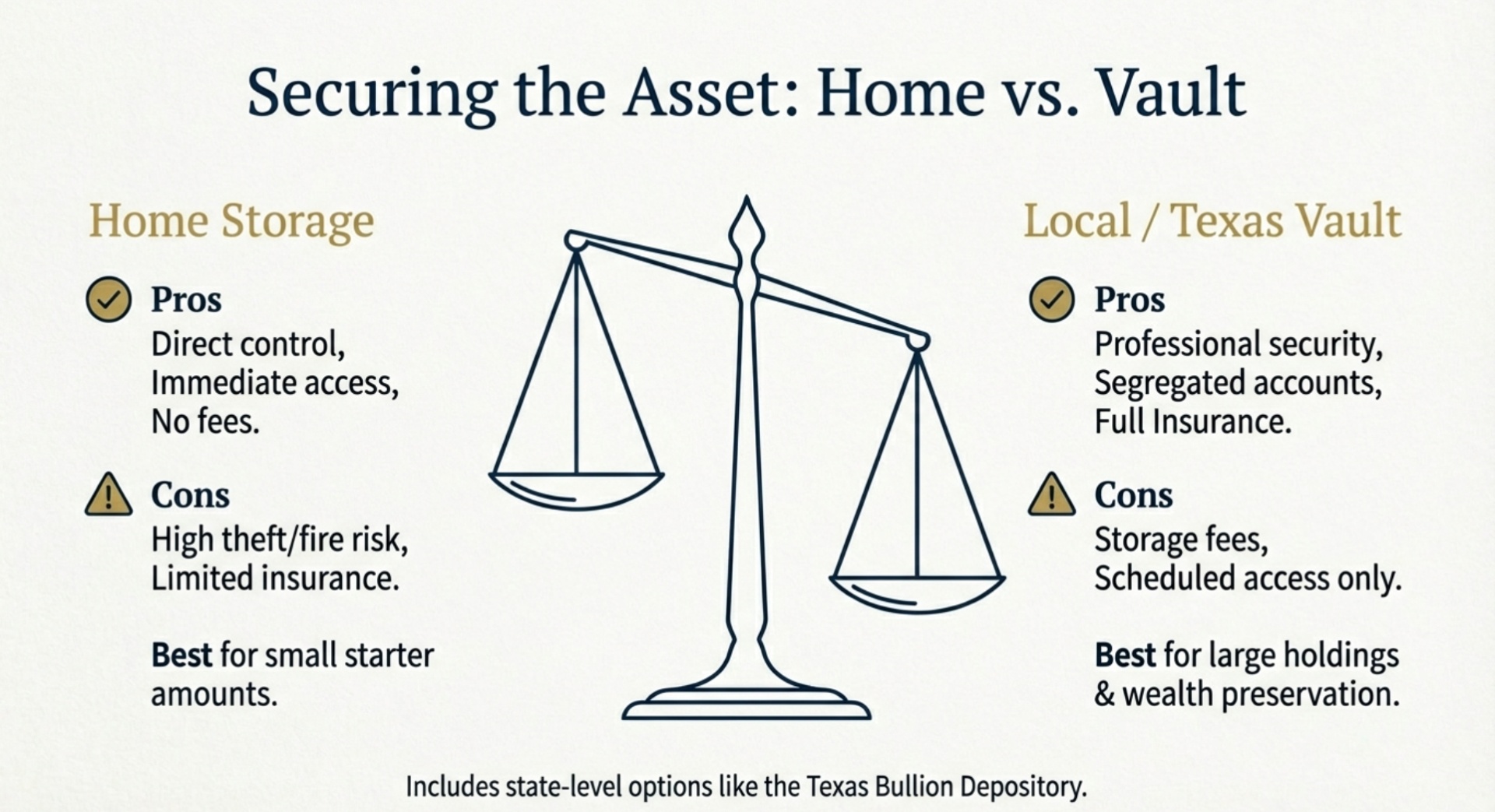 Home Storage vs Local Bullion Storage