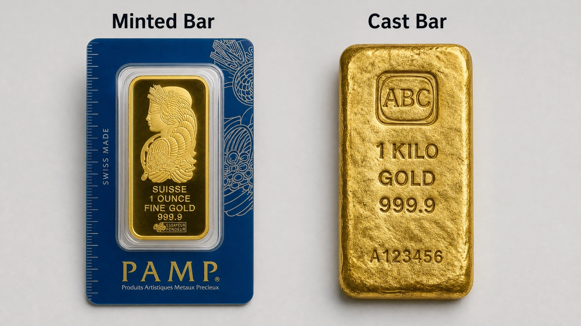 Comparison: Minted PAMP Bar vs Generic Cast Gold Bar