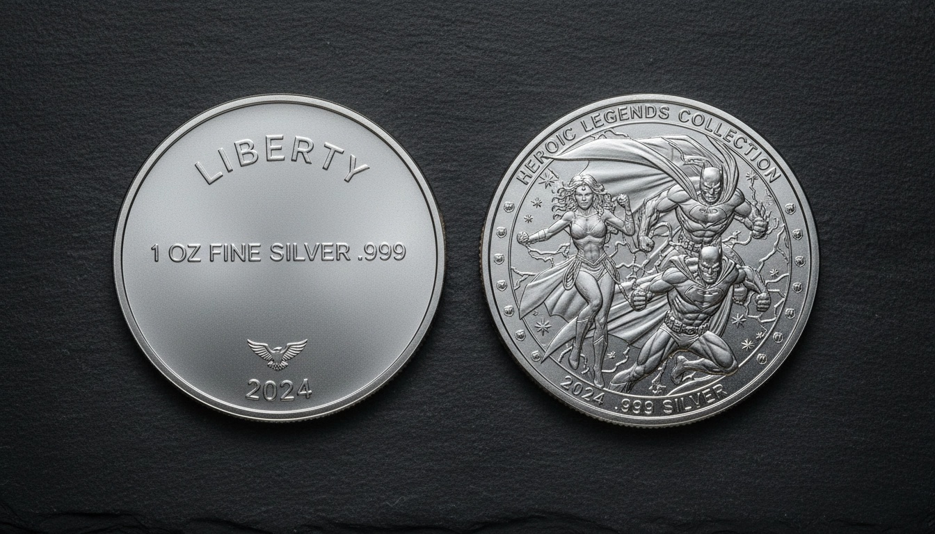 A liberty coin displayed alongside a shiny silver coin, highlighting their distinct designs and metallic finishes.