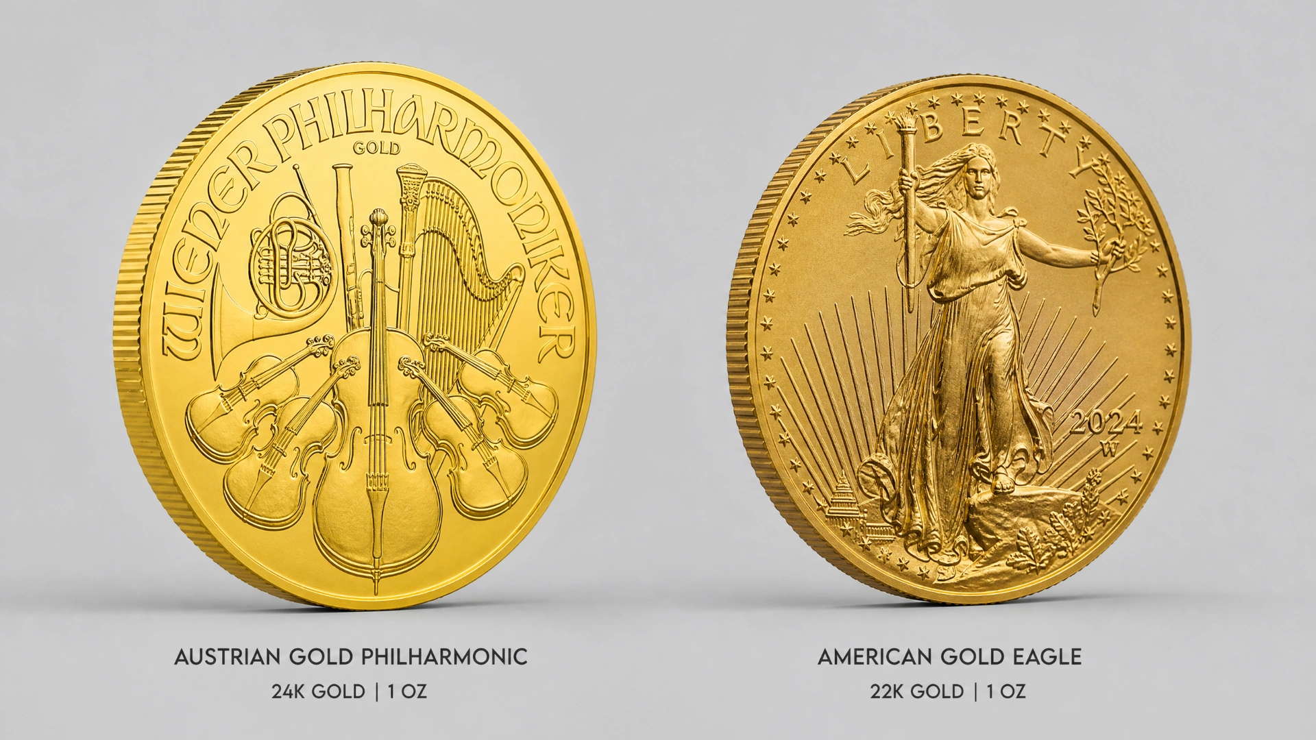 Comparison between Austrian Philharmonic and American Gold Eagle