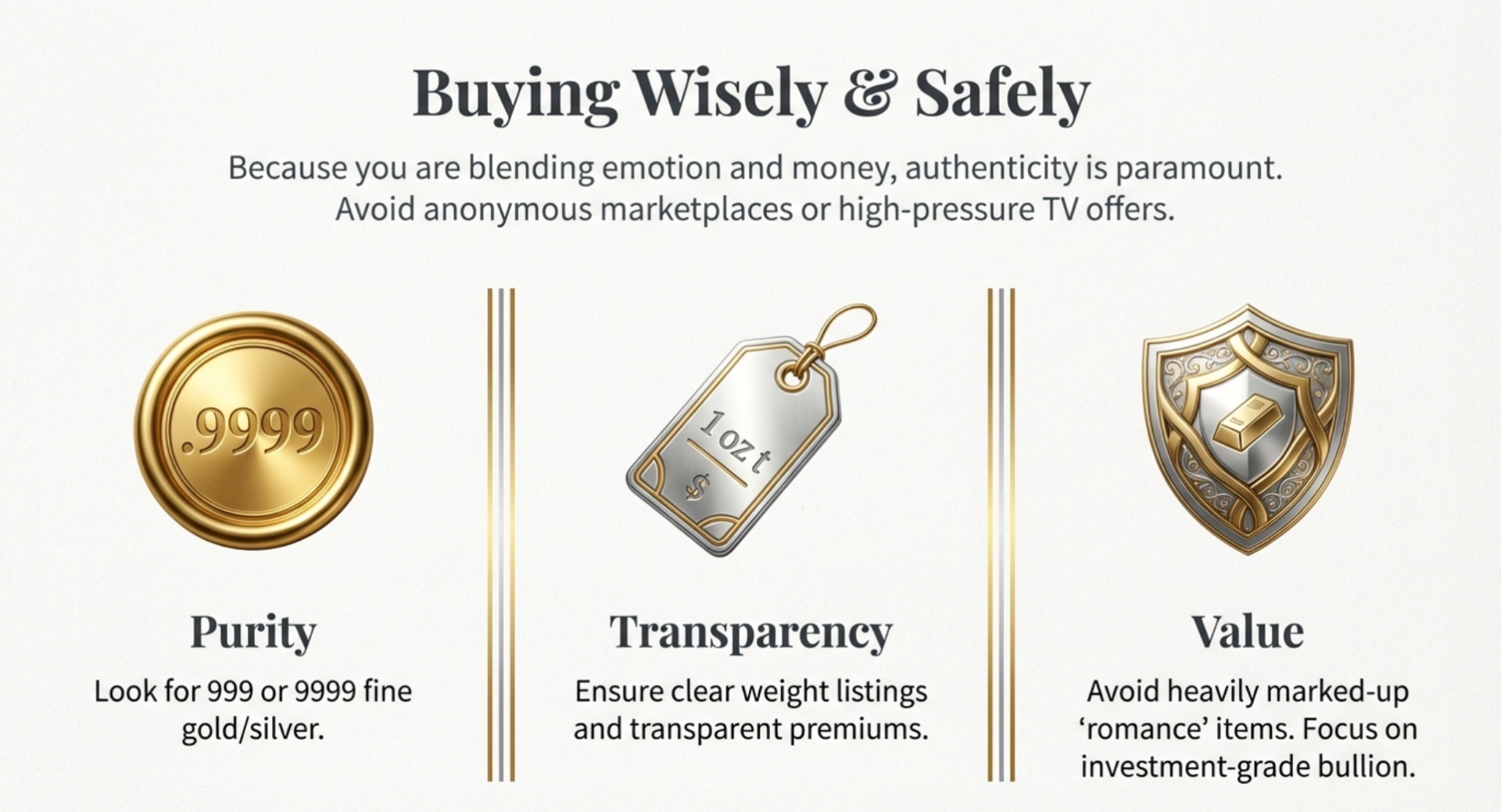 Picking reputable dealers and real investment‑grade products