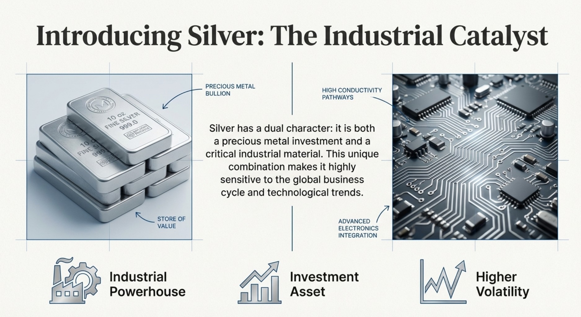 Silver, the industrial catalyst, is showcased in a sleek presentation highlighting its innovative applications and benefits.