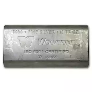 100 oz Silver Bar - Wolverine (Extruded)