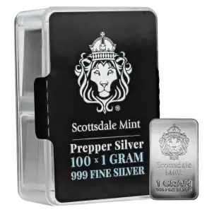 100 x 1Gram Scottsdale Mint Silver Bars - Silver Prepper Box