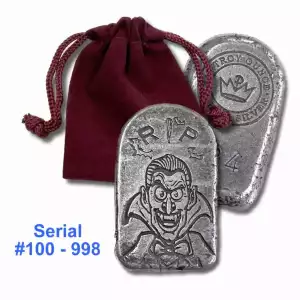 2 oz .999 Fine Silver - Limited Edition Vampire Tombstone Bar (Serial Number 100 to 998) (2)