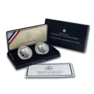 2001 American Buffalo - Two Coin Set - Uncirculated & Proof - One Each - Silver Dollar - Box & COA