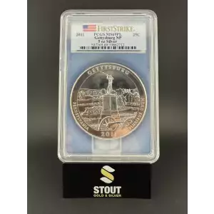 2011 25C Gettysburg NP 5 oz Silver - First Strike, PL (2)