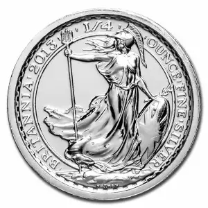 2013 1/4oz British silver Britannia (Abrasions, Milk Spots)