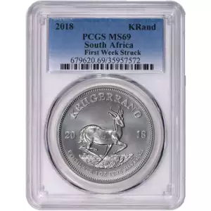 2018 1oz South African Silver Krugerrand - PCGS MS69 (5)