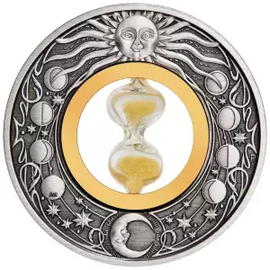 2021 Tuvalu Hourglass 2oz Silver Antiqued Coin