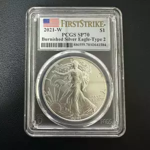 2021-W $1 Burnished Silver Eagle-Type 2 First Strike (2)