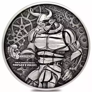 2022 Chad 1oz Silver Mechanized Minotaur Antiqued High Relief Coin (w/box)