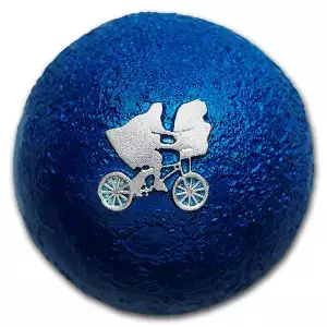 2022 Niue 1 oz Ag $2 E.T. Bicycle Over The Moon Spherical Coin