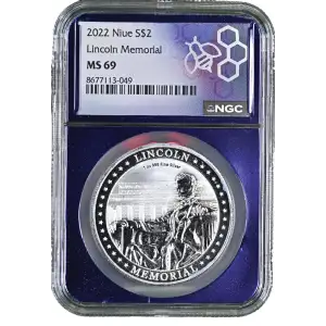 2022 Niue 1 oz Silver Lincoln Memorial Coin NGC MS69 Purple Core