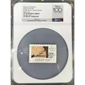 2023 Niue Disney 100th Anniversary Stamp PETER PAN Colorized 1 oz Silver Coin NGC PF 70 UCAM