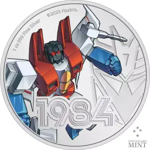2023 Niue Hasbro Transformers Starscream 1oz Silver Colorized Proof Coin