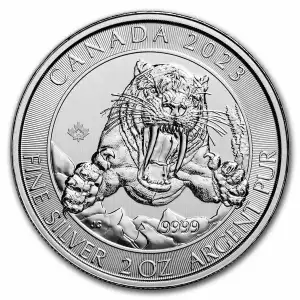2023 RCM 2oz Silver Ice Age of Canada Smilodon Sabre-tooth Cat