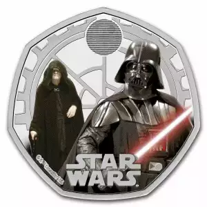 2023 UK Star Wars Darth Vader & Emperor Palpatine Coin Color 8g .925 Silver 50p