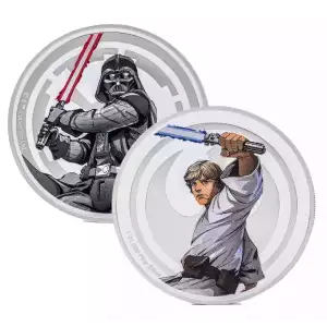 2024 Agoro Star Wars Luke Skywalker vs. Darth Vader 1 oz Colorized Silver Round