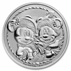 2024 Niue 1 oz Silver $2 Disney Mickey & Minnie Christmas