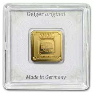 5 Gram Geiger Square Gold Bar (New w/ Assay)