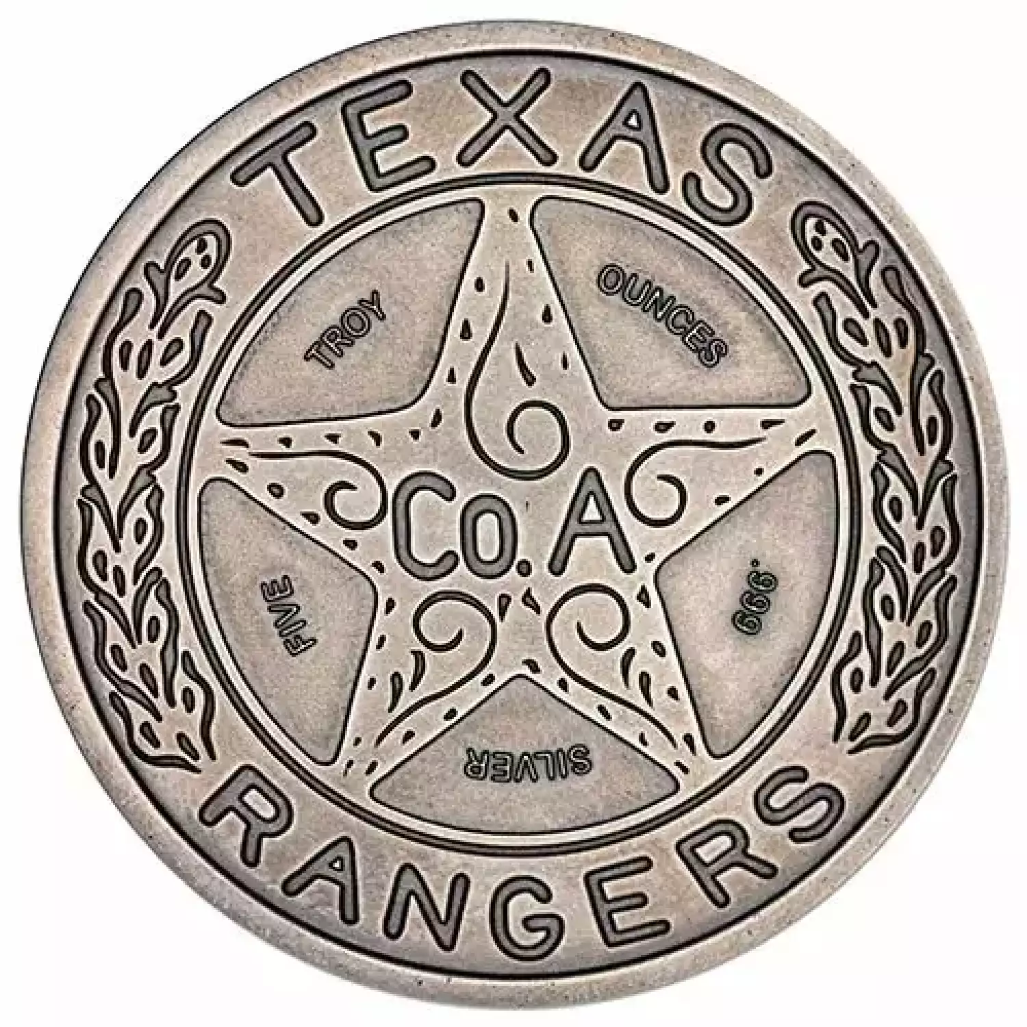 5 oz Antique Texas Ranger Wagon Wheel Badge Silver Round - Stout Gold and  Silver