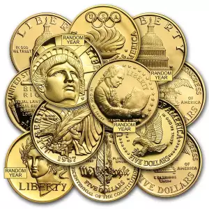 Any Year U.S. Mint $5 Commemorative Gold Coin (.2419 oz, Capsule Only) (3)