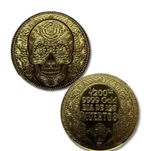 Monarch 1/200 oz .9999 Fine Gold Round - Day of the Dead Rose Skull (In Capsule)