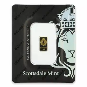 Scottsdale Mint 1 Gram Lion Gold Bar (In Assay)