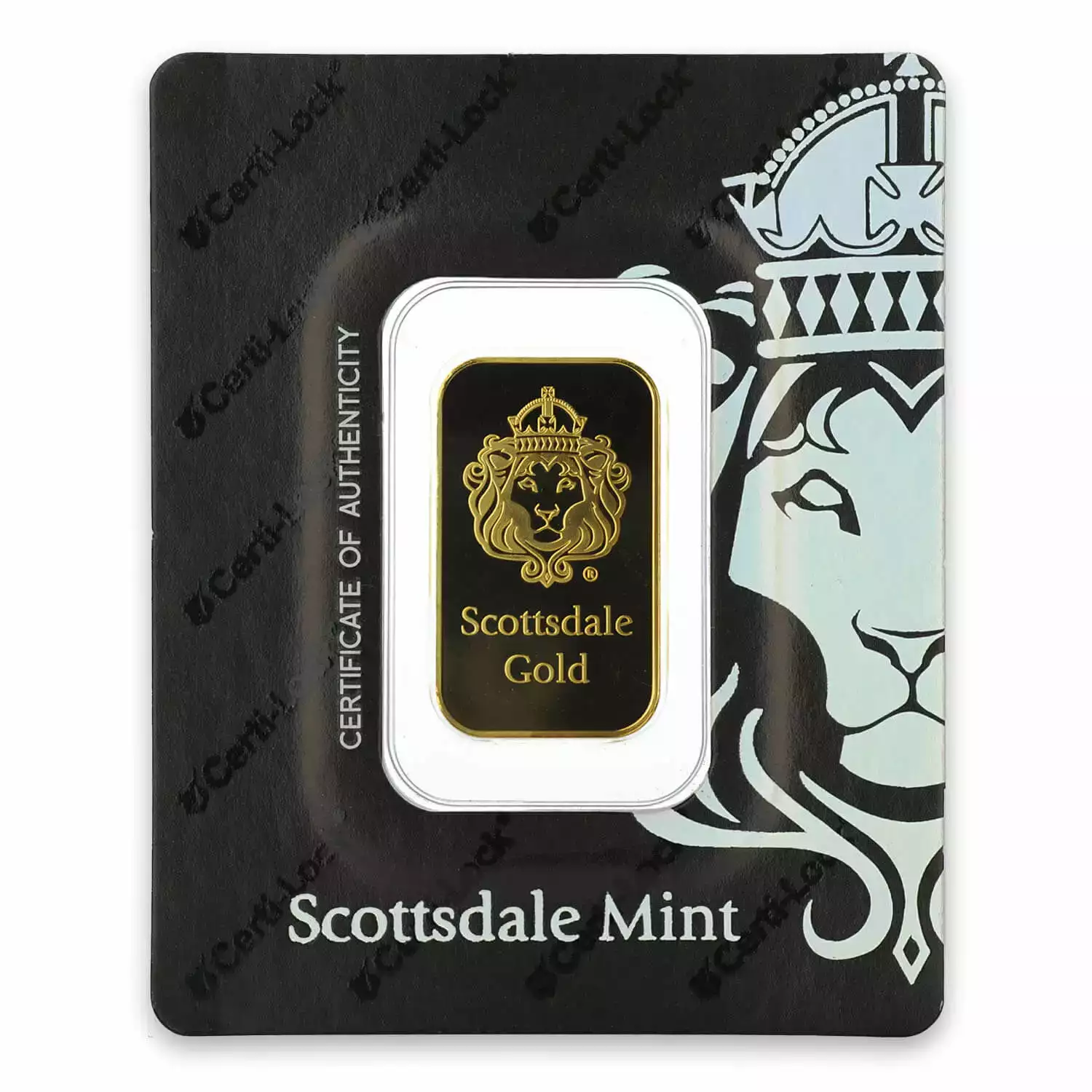 Scottsdale Mint 10g Gold Lion Bar in Certilock