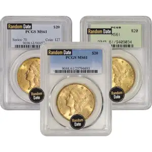 Liberty Head $20 (1849 - 1907) - PCGS - MS61