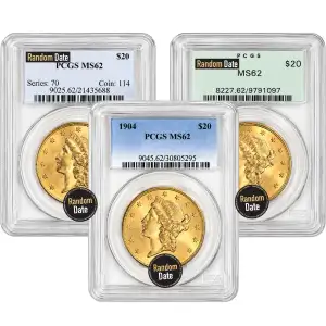 Liberty Head $20 (1849 - 1907) - PCGS - MS62