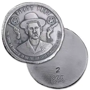 Wyatt Earp 2oz Silver Hand Poured .999 Silver Round - by Locker Mint