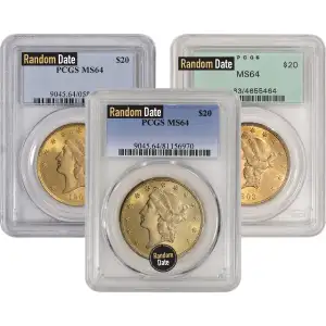 Liberty Head $20 (1849 - 1907) - PCGS - MS64