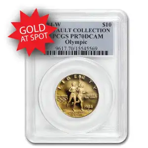 1984-W Gold $10 Commem Olympic PR-70 PCGS | AT SPOT! (4)