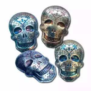 10oz Hand Poured Silver Sugar Skull - Monarch Precious Metals (2)