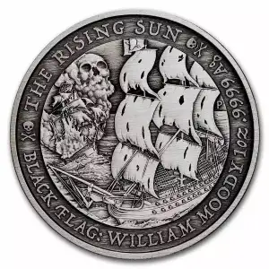 2022 Tuvalu 1 oz Silver Black Flag Antiqued (The Rising Sun)