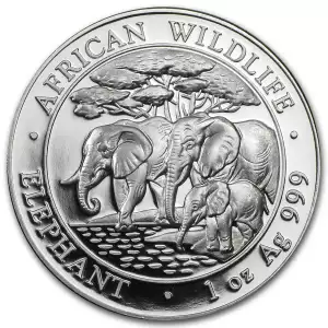 2013 1 oz Somalia Silver Elephant Coin BU