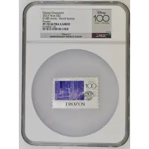 2023 Niue Disney 100th Anniversary Stamp Frozen Colorized 1 oz Silver Coin NGC PF 70 UCAM