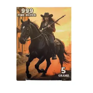 5 Gram Silver Skeleton Cowgirl by Pan Silver Company