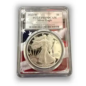 2023-W $1 Silver Eagle Flag Picture Frame, DCAM