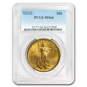 Any Year $20 Saint-Gaudens Gold Double Eagle MS-64 PCGS
