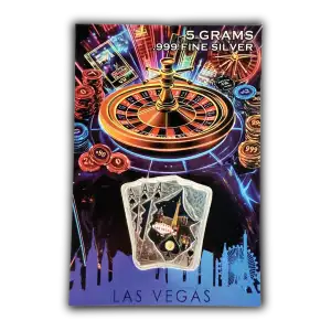5 Gram .999 Fine Silver Colorized Four Aces Spade-Shaped Round w/ Las Vegas Cert Card [DUPLICATE for #512183]