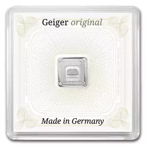 1 Gram Geiger Edelmetalle Silver Square Bar w/ assay