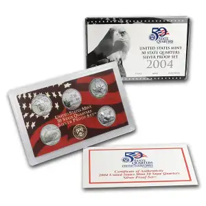 2004-S U.S. Mint 50 State Quarters 90% Silver Proof Set - Original Packaging