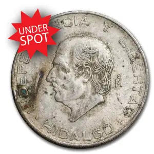1955-1957 Mexican 5 Pesos Hidalgo (0.4179) | Avg Circ (3)