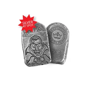 Monarch Precious Metals - 2 oz .999 Fine Silver - Limited Edition Vampire Tombstone Bar (Serial Number 100 to 998) (5)
